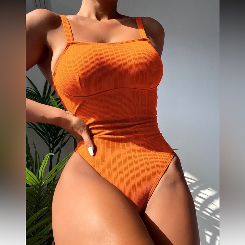 Tan Asymmetrical One Piece Swim